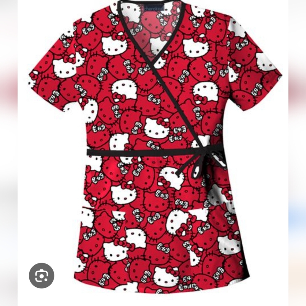 Sanrio Red and Black Hello Kitty Wrap Top
